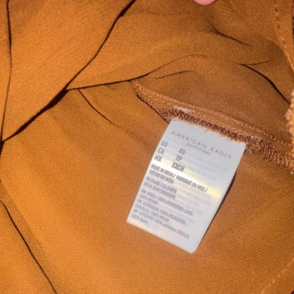 American Eagle Outfitters Brown Lace Trim Camisole Tank Top XS Adjustable Strap - Picture 3 of 4